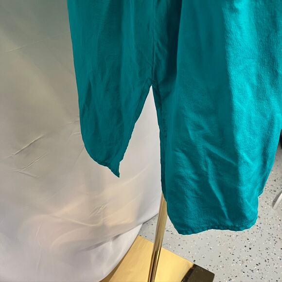 Vintage 80's Casual Corner 100% Silk Teal Button Up Short Sleeve blouse Womens M - Picture 5 of 16